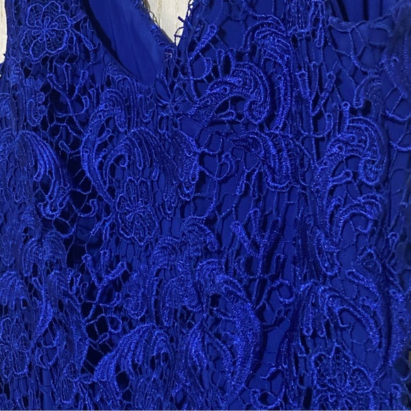 Lauren Ralph Lauren Royal Blue Midi Lined Floral Lace Cocktail Dress - Picture 5 of 14